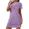thumbnail image 1 of Sakmal Robes Moomoo de Noël pour Femmes Violettes Respirantes Grande Taille Robe de Maison Douce Courte à Manches Courtes Imprimé d'Arbres de Noël Col Rond Chemises de Nuit P-2TG, 1 of 4
