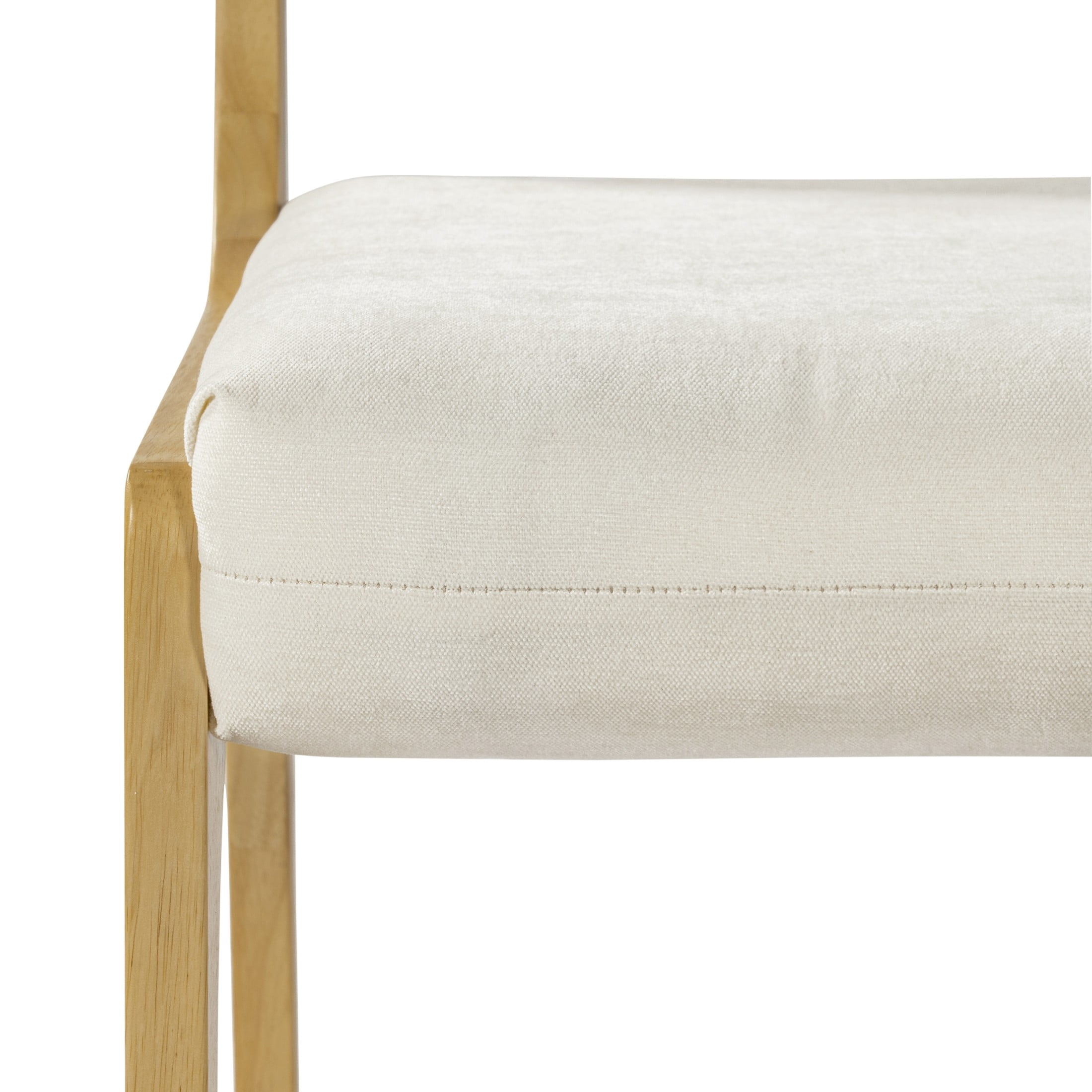 Christopher Knight Home Mid-Century Upholstered Dining Chairs, Solid Wood Frame, Natural+Beige, Set of 2