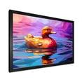 thumbnail image 2 of Designart "Duck in Yellow on a Purple Lake" Animals Framed Wall Art Decor - Modern Farmhouse Yellow Duck Bedroom Framed Canvas Wall Art, 2 of 6