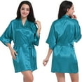 thumbnail image 1 of Fjuchai Women's Silk Satin Robes Silky Night-Robe Short Bathrobe Sleepwear Short Robe Solid Color Pjs S-XXL, 1 of 8