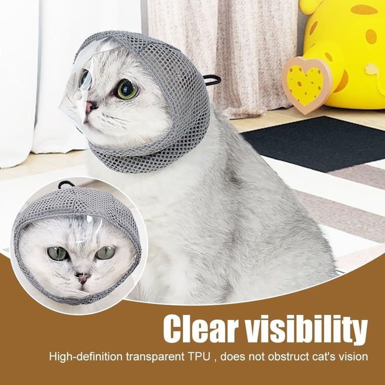 Museruola Traspirante Per Gatto In PP - Visibilità 360°, Copertura Regolabile, Fori Per Respirare, Taglia M/L Per Toelettatura