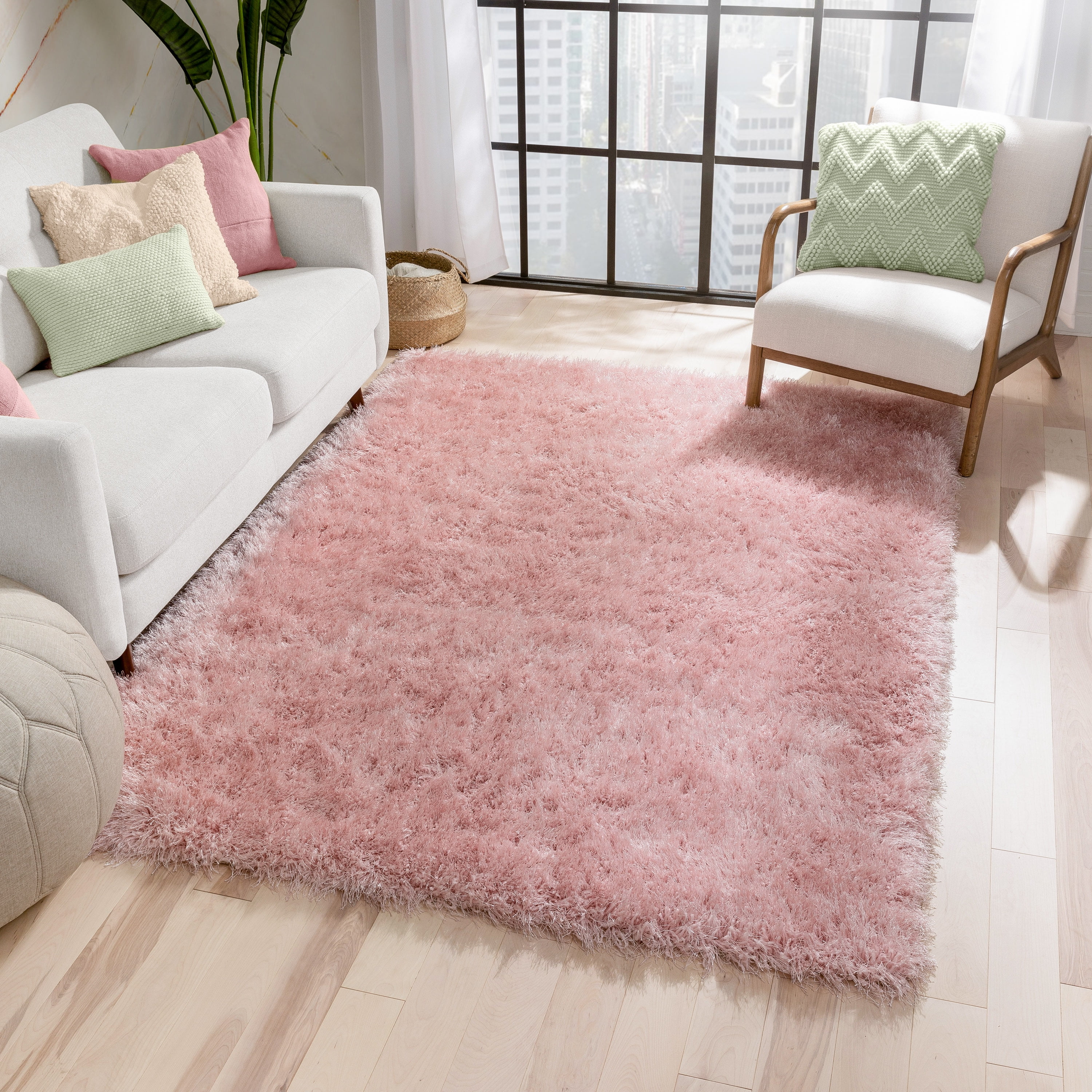 Blush Millennial Pink Living Room Rugs Soft Non Shed Cosy Bedroom Rug Cheap Mats 