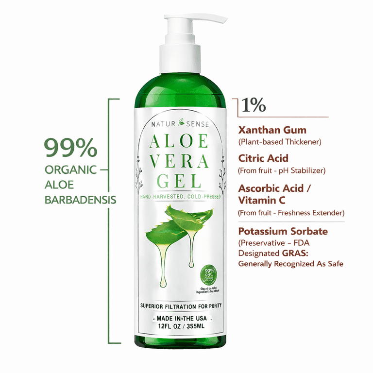 Natur Vera LA GELÉE フェイスジェル 200g NTRSNS Organic Aloe Vera Gel, USDA Certified, Face, Hair, Sunburn