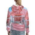 thumbnail image 7 of Picia Pastel Pink Beach Cafe Pattern Casual Women's Hoodie, Hooded Sweatshirt with Kangaroo Pocket, Comfortable Pullover with Eye-catching Drawstrings-Small, 7 of 7