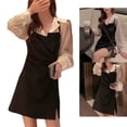 thumbnail image 2 of Vestido 2 en 1 de manga larga para mujer, vestido elegante a la moda con dobladillo dividido y cintura recogida para fiesta navideña, 2 of 8
