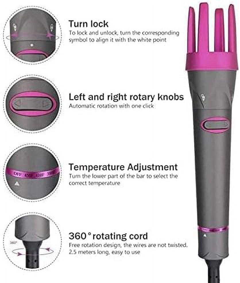 Professional 3 in 1 Auto Rotating Hair Curler Curling Wand Rollers with 3 Interchangeable Ceramic Barrels, Instant Heat Up, Fast Styling Dual Voltage Salon Tool