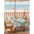 thumbnail image 2 of Outdoor Tablecloth with Umbrella Hole for Patio/Picnic/Party/Camping, Vintage Shell Sage Green Waterproof Table Cloth Rectangle Table Cover Washable, Summer Ocean Coastal (60"x 102"), 2 of 9