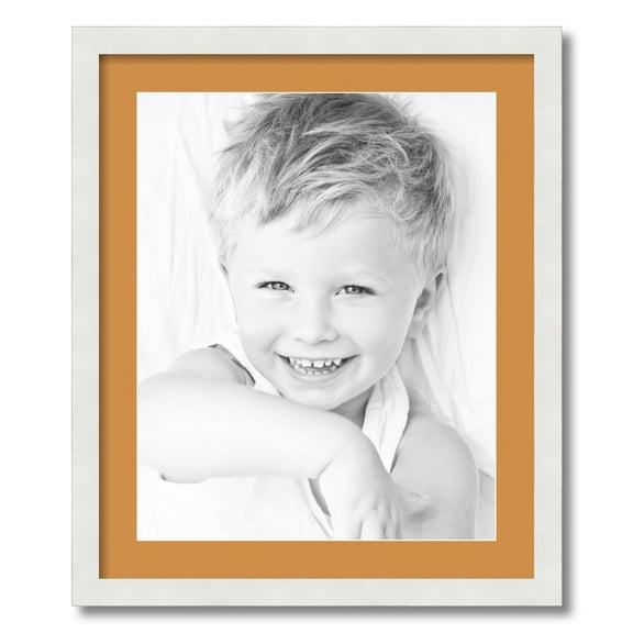 ArtToFrames 20x24 Matted Picture Frame with 16x20 Single Mat Photo Opening Framed in 1.25 Satin White Frame and 2 Amber Mat (FWM-3966-20x24)