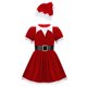 thumbnail image 3 of Vestido de terciopelo navideño con mangas cortas con volantes para niña pequeña, disfraz de Papá Noel para fiesta navideña, 3 of 5