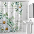 thumbnail image 2 of Daisy Eucalyptus Leaves Shower Curtain, Floral Spring White Wood Grain Waterproof Shower Curtain Set with 12 Hooks Lightweight Bath Curtains Fabric Bathroom Decor 72x84 Inches, 2 of 9