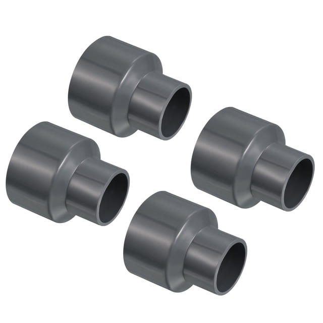 Uxcell Polyvinyl Chloride Reducer Pipe Fitting 1.97 inch x 1.26 inch 4 Pack Straight Coupling Adapter Connector Gray