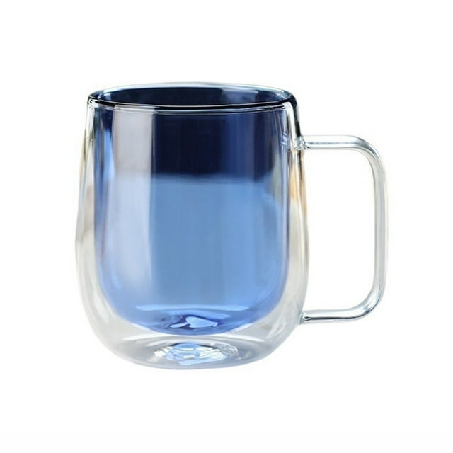 Tazas de café de vidrio de doble pared con asa, 250 ml (8,8 oz), de vidrio borosilicato de color for bebidas frías y calientes, capuchino, latte y té.