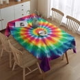 thumbnail image 2 of Rainbow Tie Dye Mandala Pattern Rectangle Tablecloth 60"x84",Waterproof Polyester Rectangle Table Cloth, Wipeable Spillproof Polyester Tablecloth for Dining, Camping, Indoor and Outdoor, 2 of 5