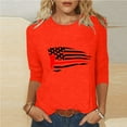 thumbnail image 6 of Dazajoo 4th of July Tops for Women American Flag Print 3/4 Sleeve Shirts 2024 Womens Patriotic Crew Neck Independence Day Tunics Deals of Today,Orange,XXL, 6 of 6