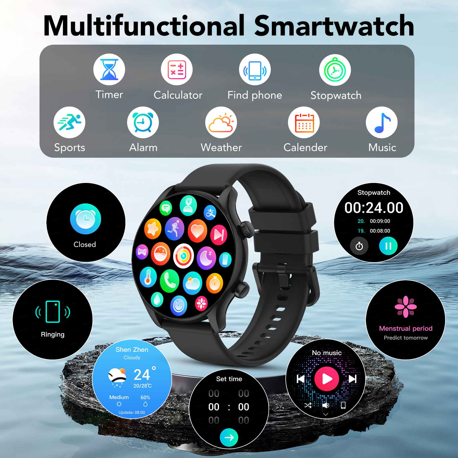 New Men's Smart Watch, 1.39" HD Screen Fitness Tracker with Bluetooth Calling (Answer/Make/Message), Smartwatch Fits for Android and IPhone, 120+ Sports Modes, IP68 Waterproof, for Gift Black