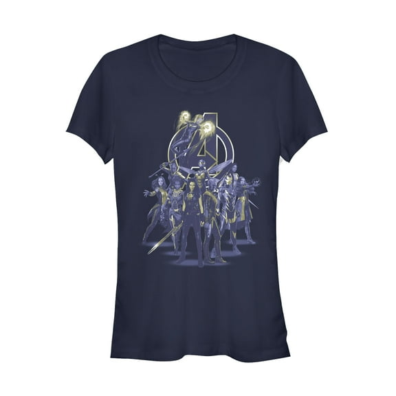 Junior's Marvel Avengers: Endgame Heroine Collage Graphic Tee Navy Blue 2X Large
