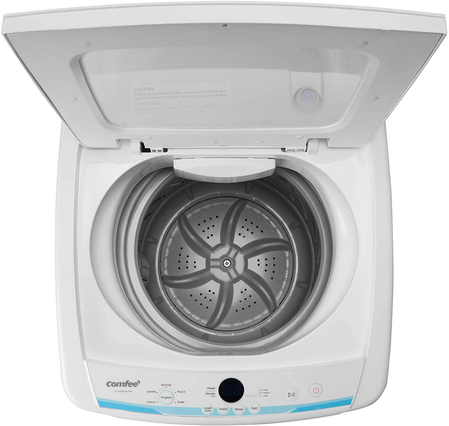Apartment Portable Washing Machine Ideal Laundry for RV 5 Wash Cycles 2 Built-in Rollers Dorm Space Saving Full-Automatic Washer 0.9 cu.ft Compact Washer With LED Display New