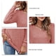 thumbnail image 4 of Camiseta con cuello cuadrado para mujer, camisetas de manga larga plisadas de color puro informal a la moda para ir de compras en el trabajo, rosa M, 4 of 5