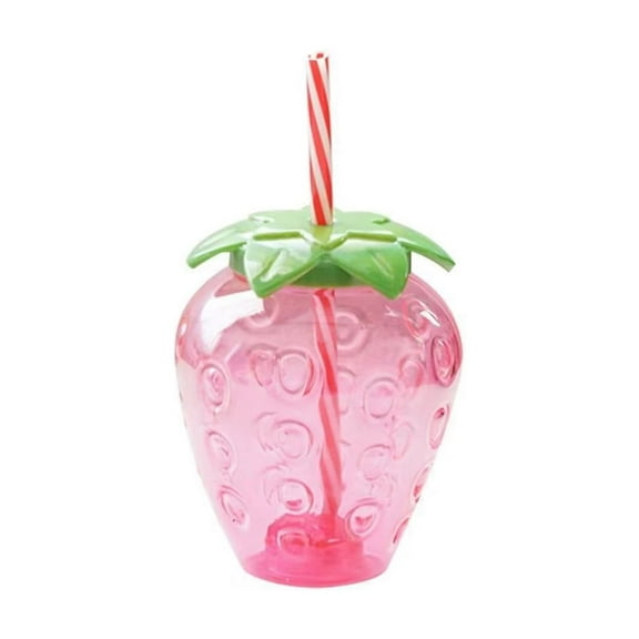17 Oz Strawberry Shaped Kawaii Cup with Straw for Boba Tea, PP Cute Cups with Lid and Straw, Kawaii Tea Cup Bottle, Cute Drinking Cups Bottle