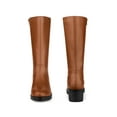 thumbnail image 4 of BLISSFUL STEP Round Toe Low Block Heels Mid Calf Boots for Women Brown 10, 4 of 6