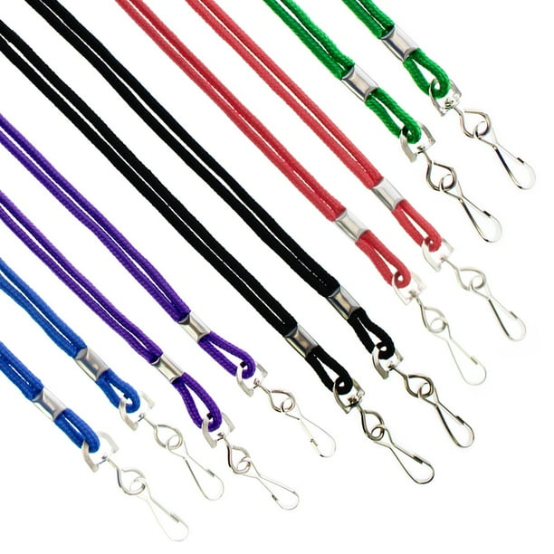 10 Pack Premium Round ID Badge Neck Lanyards for Card Holders and