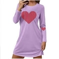 thumbnail image 2 of Censtreet Womens Long Sleeve Heart Printed Nightgowns Valentine's Day Night Shirts Night Gown House Dresses Ladies Night Dress, 2 of 6