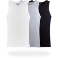 thumbnail image 1 of Men's 3 Pack Super Soft Tank Top, White/Black/Grey, Medium, 1 of 2
