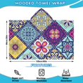 thumbnail image 2 of Multicolor Ethnic Geometric Patchwork Pattern Hooded Bath Towel，60"x35" for Ages 3 To 12 Kids, Quick Dry Lightweight Soft Microfiber Hood Beach Towel Cover Up for Kids, 2 of 7