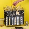 thumbnail image 5 of HOMERAL 16" Extra Large Gift Bag with Greeting Card and Tissue Paper - Black & Gold Birthday Cake & Star Design Perfect for Birthday Gifts, 5 of 6