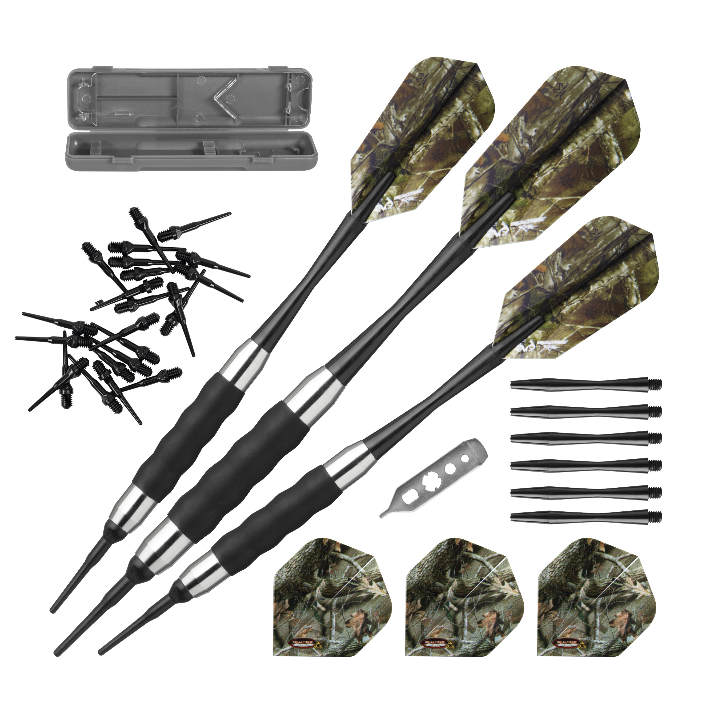 Fat Cat Realtree Xtra Soft Tip Darts 16gm, Viper Realtree Hardwoods Camouflage Cue, and Viper Realtree Hardwoods HD Soft Cue Case