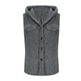 thumbnail image 4 of Breezora Women Hooded Vest 2025 Winter Button Front Long Sleeveless Jacket Warm Lightweight Fall Outerwear M Size Dark Gray, 4 of 6