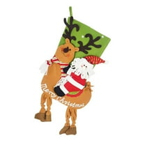 LanSuare 24Inch Christmas Stocking with Elk, Large Red Green Personalized Christmas Stockings, Hanging Ornaments Candy Gift Bags for Christmas Decorations