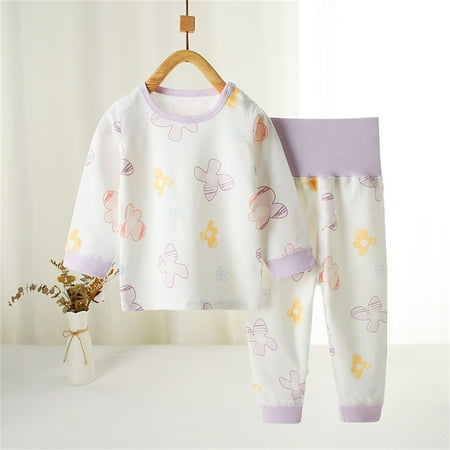 

Spazoro Toddler Girls Outfits Sets Fall and Winter Cute Print Shirts and Pants 2PC Pajamas Clothes Sets for Baby Kids Girls Purple Size 9 Months