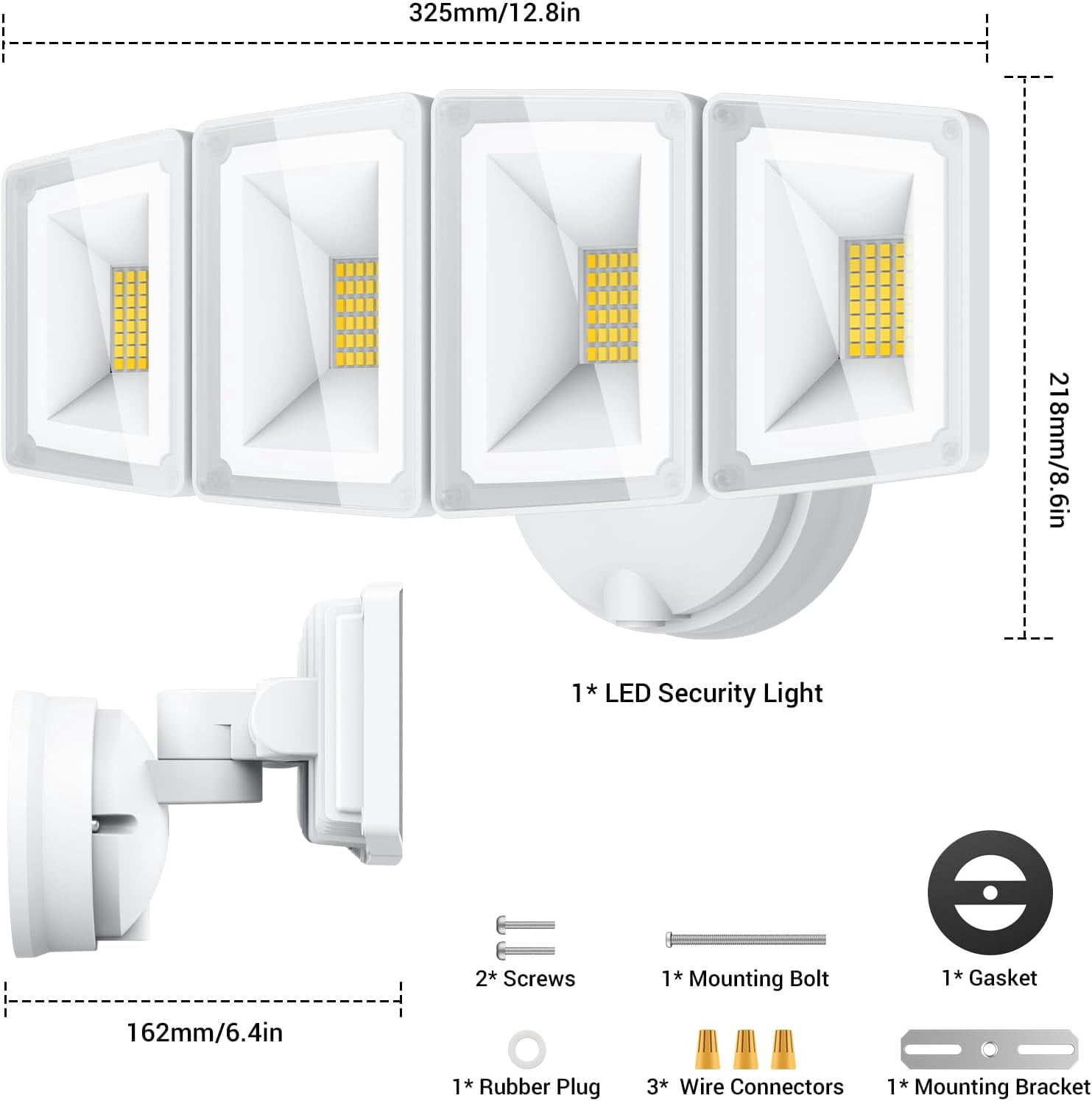 USTELLAR 100W Motion Sensor Light Outdoor with IR Remote Control, 10000LM Super Bright LED Flood Light Outdoor Security Light, 5000K White Motion Sensor Light For Yard Eave 1 Pack