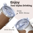 thumbnail image 4 of 20oz Stainless Steel Insulated Travel Mug with Handle and Straw, Geometric Design Double Wall Coffee Tumbler, 4 of 5