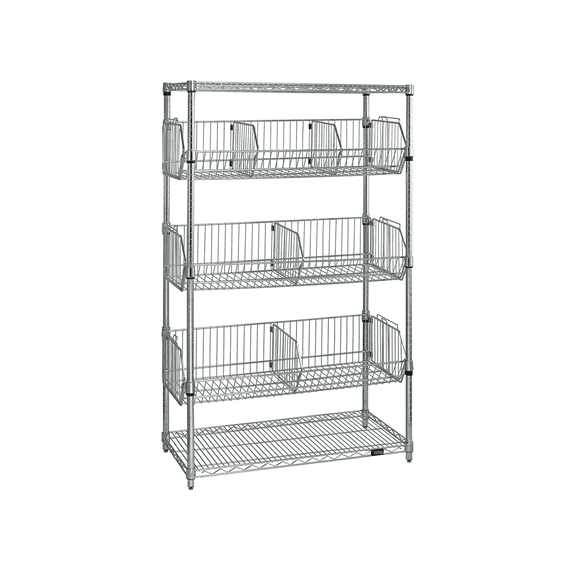 Quantum Storage 2436BC6C Chrome Wire Shelving Stationary Basket Unit, 24 x 36 in.