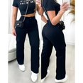 thumbnail image 1 of Pantalones acampanados cargo para mujer Pantalones con bolsillo lateral Deng Xun unisex, 1 of 2