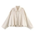 thumbnail image 2 of GEWSEY Womens Suede Zipperd Bomber Jacket Lapel Long Sleeve Motorcycle Cropped Coat Y2k Going Out Jackets Outerwear (White, L), 2 of 9