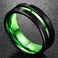 thumbnail image 2 of 8mm Mens Black Tungsten Rings Matte Finish Wedding Band Ring with Green Groove Size 13.5, 2 of 5