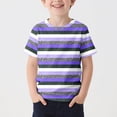 thumbnail image 2 of CYRBOKO Boys Summer Shirts, Casual Striped Short Sleeve Basketball Sports Top Purple Size 12-13 T, 2 of 4