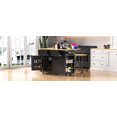 thumbnail image 4 of K&K 48 inch Large Kitchen Island with Drop Leaf,Power Outlet,Internal Storage Rack,Rolling Kitchen Storage Cart on 5 Wheels with 5 Open Side Racks,for Kitchen,Dining Room,Black(Not Include Stools), 4 of 30