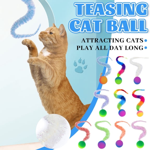 SugarBloom Large Jumping Bouncy Ball Caterpillar Teaser Toy - Interactive Pet Toy for Cats & Dogs, Colorful Motion Toy for Play & Exercise,A