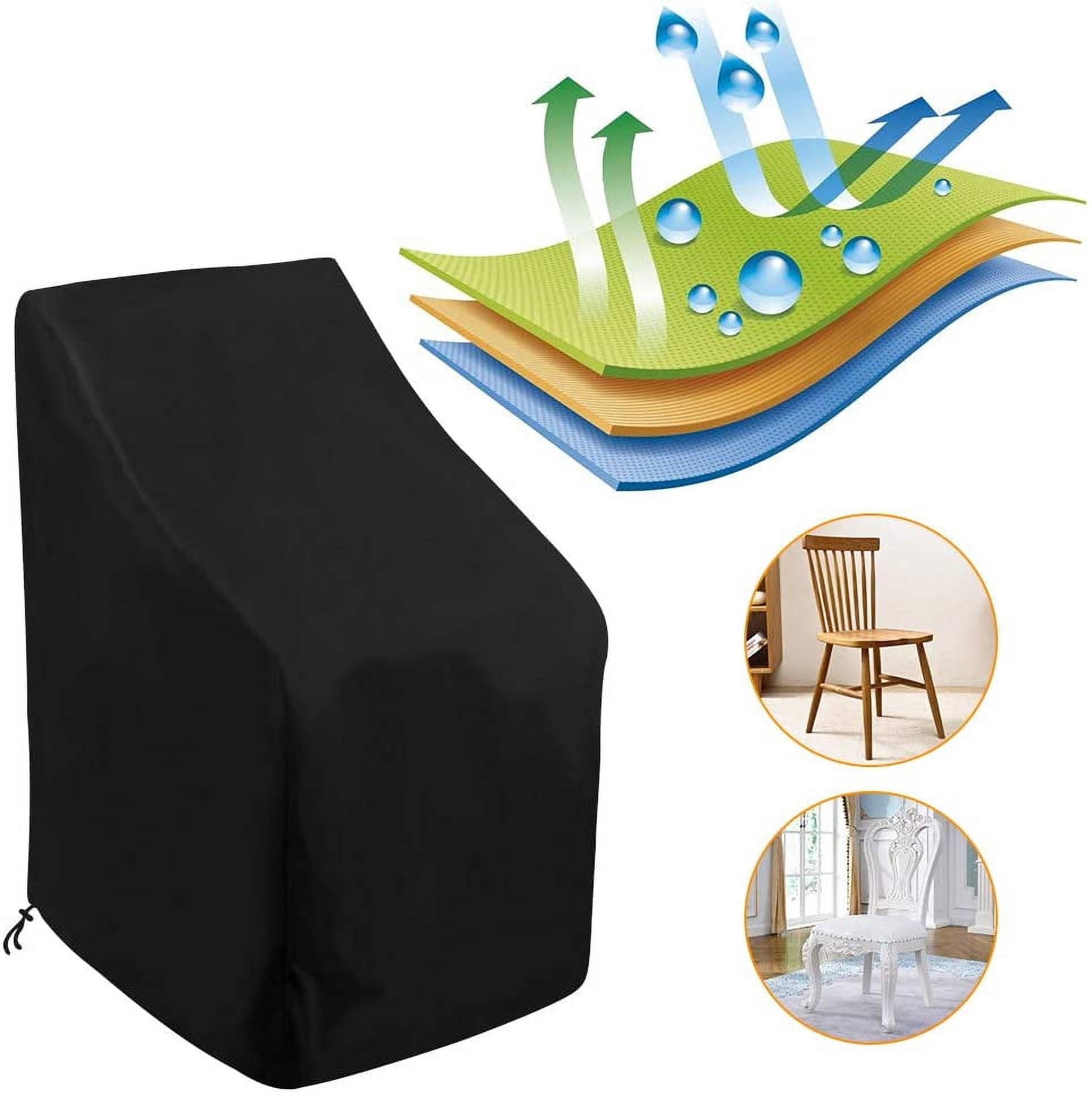 Stacking Outdoor Chair Cover Waterproof, Outdoor Patio Furniture Covers Stacked Chairs 210D, Lounge Chair Covers Outdoor Stack Chairs for All Weather Protection, Black, 25"L x 25"W x 47”H