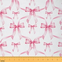 Homewish Kawaii Pink Ribbon Fabric by the Yard 1 Yard for Kids, Cute Princess Bowknot Room Decor Fabric by the Yard, Cartoon Bow Theme Sewing Fabric, Luxury Bedroom Decor