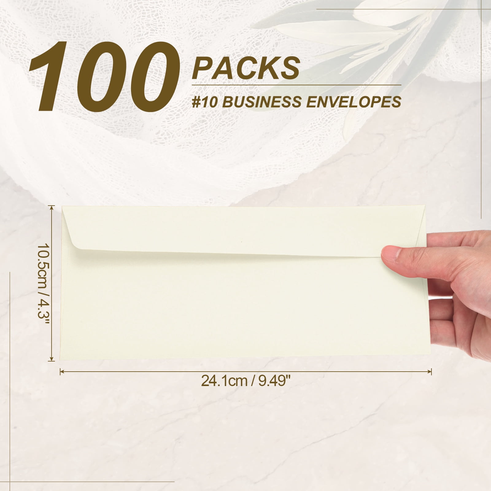 Uxcell 100 Pack Beige #10 Business Envelopes, Colored Self Seal Letter Size