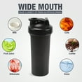 thumbnail image 3 of Leak-Proof Shaker Bottle with Shaker Balls - 600ml (20-OZ) - Ideal for Workout Supplements, Protein Powder - BPA Free - Portable Fitness Bottle for Fitness Enthusiasts and Athletes - BLACK, 3 of 7