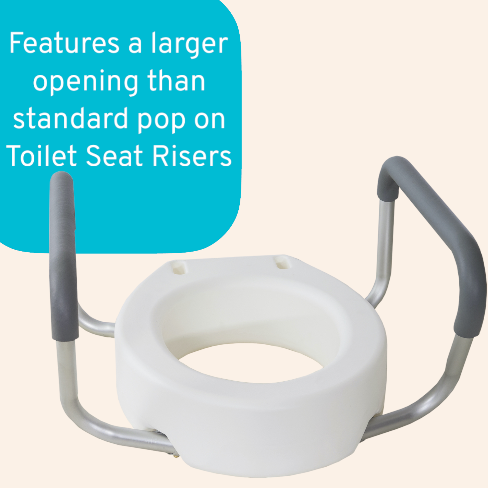 Essential Medical Supply Raised Elevated Toilet Seat Riser for a Standard Round Bowl with Padded Aluminum Arms for Support and Compatible with Existing Seat - image 4 of 8