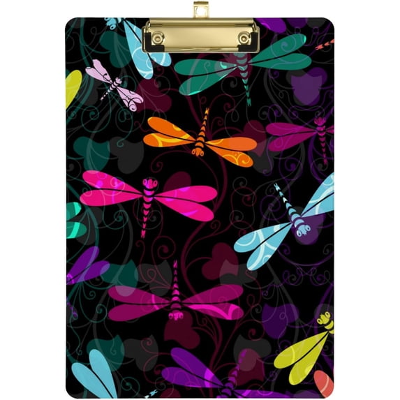 FMSHPON Dragonflies Clipboard Hardboard Wood Nursing Clip Board and Pull for Standard A4 Letter 13x9 inches