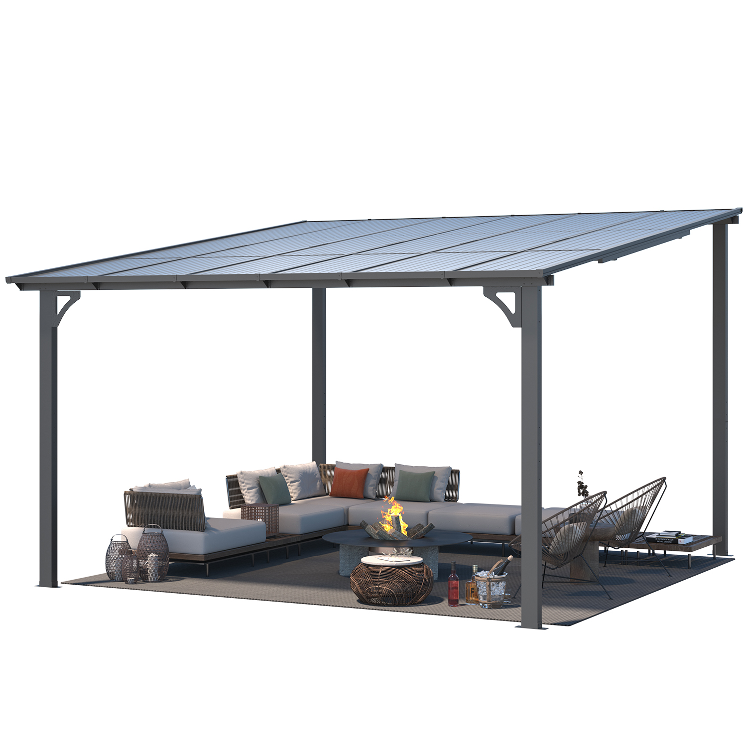 AECOJOY 12' x 12' Hardtop Gazebo Outdoor Aluminum Pergola For Garden ...