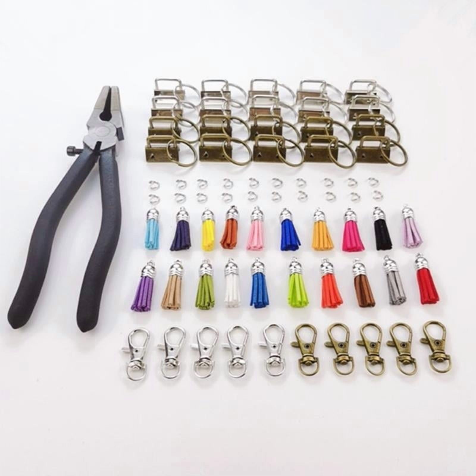 70 Pieces for Key Fob Hardware Set Includes 20 Pcs for Key Chain Pendant 20 Pcs Keychain Tassel 10pcs Open Rings 10 Pcs